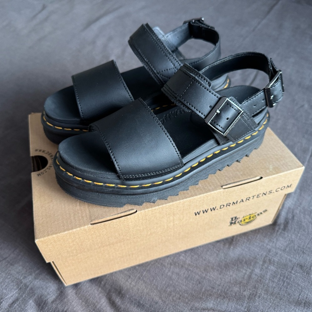Dr. Martens Voss Black Leather Sandals